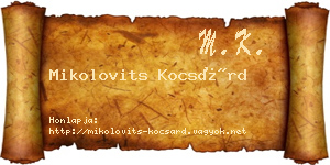 Mikolovits Kocsárd névjegykártya